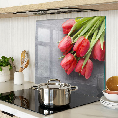 Tábua para cozinha Tulipas em um fundo cinza