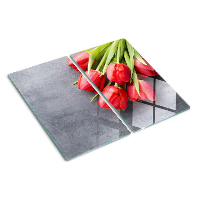 Tábua para cozinha Tulipas em um fundo cinza
