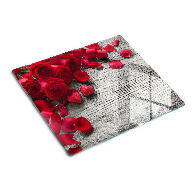 Tábua para cozinha Rosas e pétalas de coração