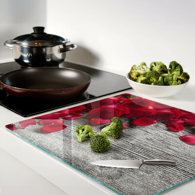 Tábua para cozinha Rosas e pétalas de coração