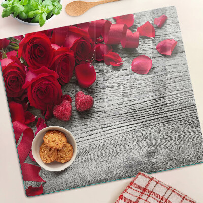 Tábua para cozinha Rosas e pétalas de coração