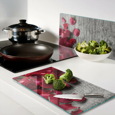 Tábua para cozinha Rosas e pétalas de coração