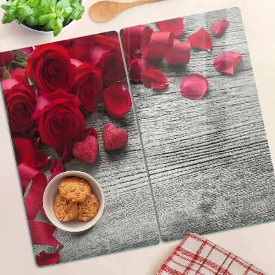 Tábua para cozinha Rosas e pétalas de coração