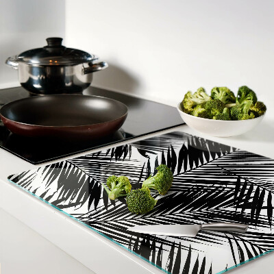 Tábua para corte Folhas de palmeira em preto e branco