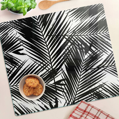 Tábua para corte Folhas de palmeira em preto e branco