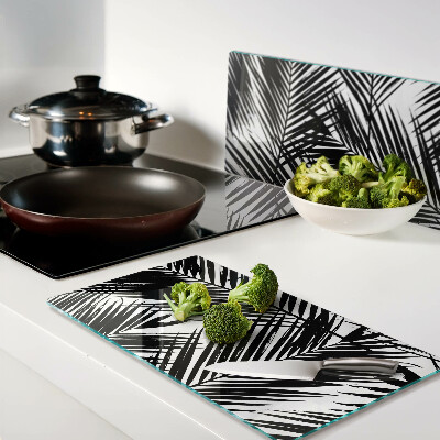 Tábua para corte Folhas de palmeira em preto e branco