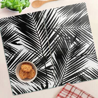 Tábua para corte Folhas de palmeira em preto e branco