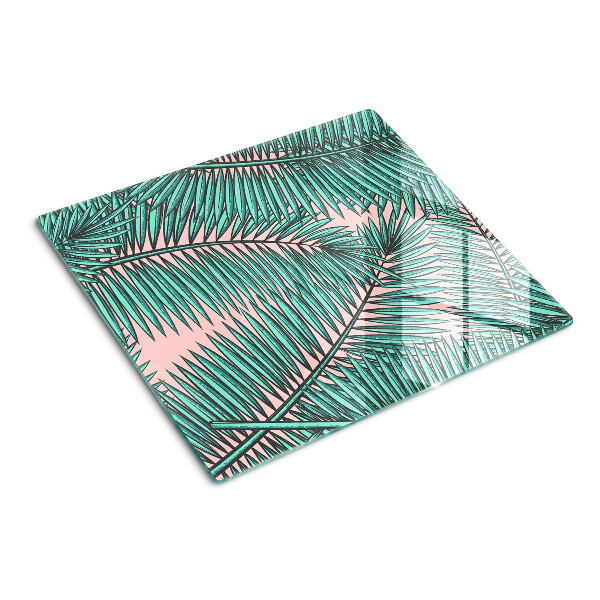 Tábua para cozinha Folhas de palmeira em um fundo rosa