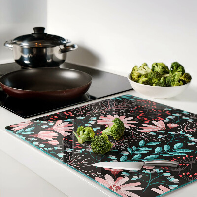 Tábua para cozinha Padrão floral em fundo escuro