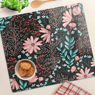 Tábua para cozinha Padrão floral em fundo escuro