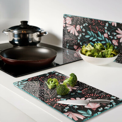 Tábua para cozinha Padrão floral em fundo escuro