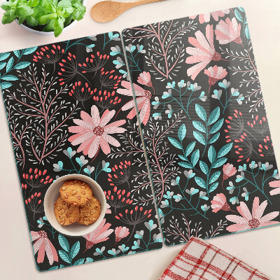 Tábua para cozinha Padrão floral em fundo escuro