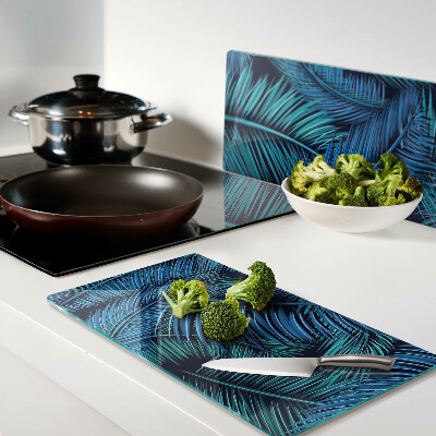 Tábua para cozinha Folhas de palmeira em tons de azul