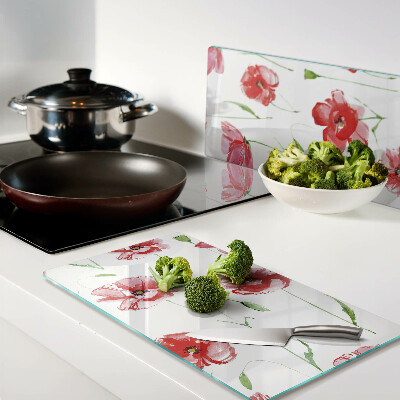 Tábua para corte Padrão de papoula com flores