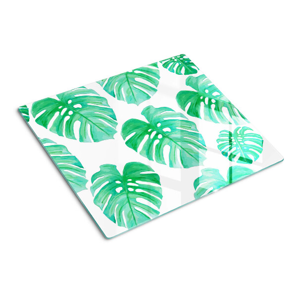 Tábua para cozinha Folhas de Monstera em um fundo branco