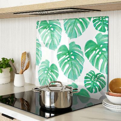 Tábua para cozinha Folhas de Monstera em um fundo branco