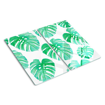 Tábua para cozinha Folhas de Monstera em um fundo branco