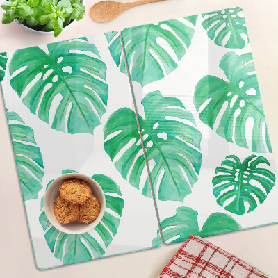 Tábua para cozinha Folhas de Monstera em um fundo branco