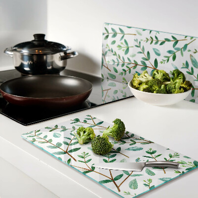 Tábua para corte Folhas e galhos em verde