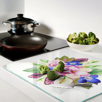 Tábua para cozinha Padrão floral com flores rosa e azuis
