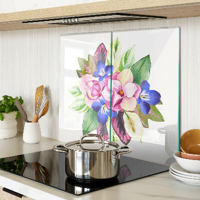 Tábua para cozinha Padrão floral com flores rosa e azuis