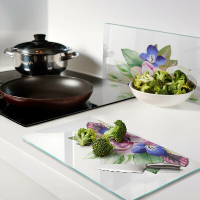 Tábua para cozinha Padrão floral com flores rosa e azuis