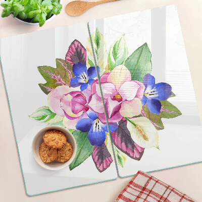 Tábua para cozinha Padrão floral com flores rosa e azuis