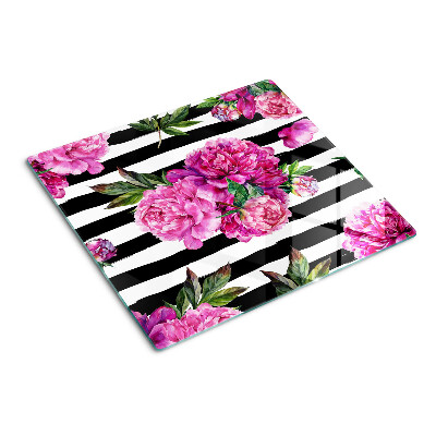 Tábua para cozinha Flores de peônia em tiras