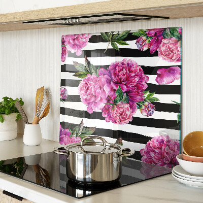 Tábua para cozinha Flores de peônia em tiras
