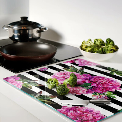 Tábua para cozinha Flores de peônia em tiras