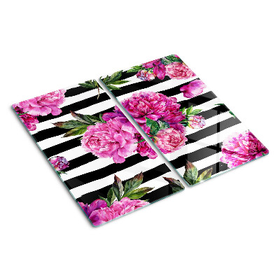 Tábua para cozinha Flores de peônia em tiras