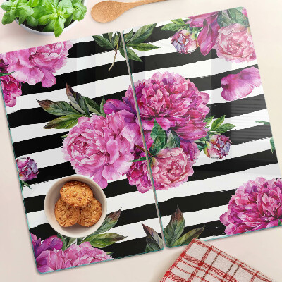 Tábua para cozinha Flores de peônia em tiras