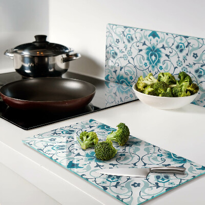 Tábua para corte Padrão floral em tons de azul