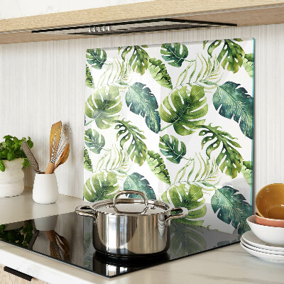 Tábua para corte Folhas de Monstera em tons de verde