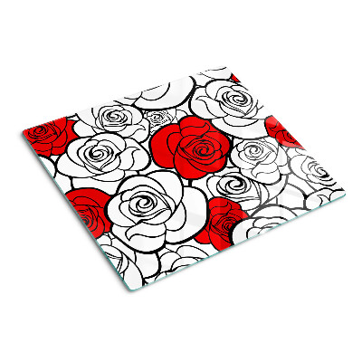 Tábua para corte Rosas em branco e vermelho