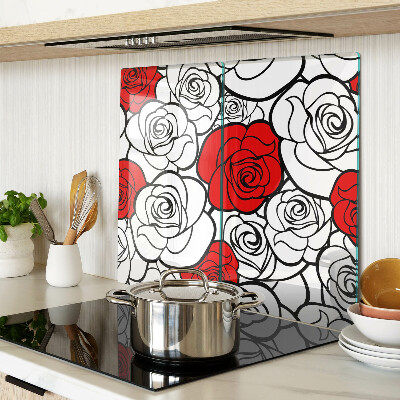 Tábua para corte Rosas em branco e vermelho