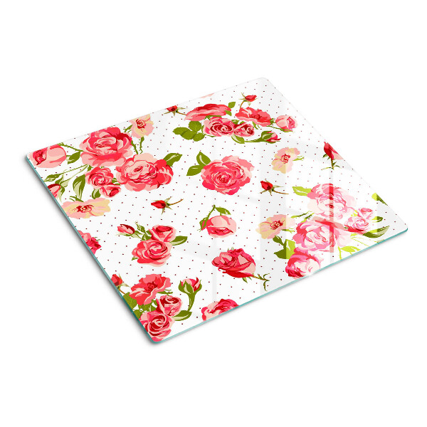 Tábua para corte Rosas em um fundo branco