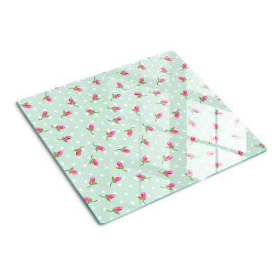 Tábua para cozinha Tulipas cor de rosa em um fundo verde