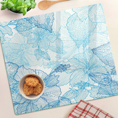 Tábua para corte Padrão floral em tons de azul