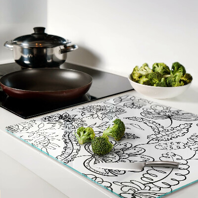 Tábua para corte Padrão de rabiscos florais