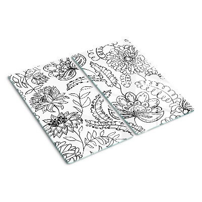 Tábua para corte Padrão de rabiscos florais
