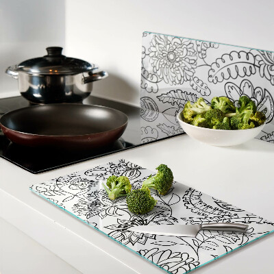 Tábua para corte Padrão de rabiscos florais