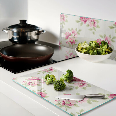 Tábua para corte Flores em tons de rosa