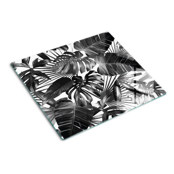 Tábua para cozinha Folhas tropicais em preto e branco