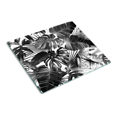 Tábua para cozinha Folhas tropicais em preto e branco