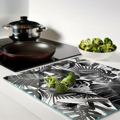 Tábua para cozinha Folhas tropicais em preto e branco
