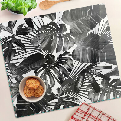 Tábua para cozinha Folhas tropicais em preto e branco