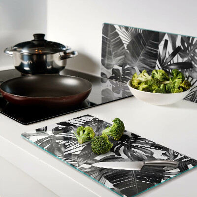 Tábua para cozinha Folhas tropicais em preto e branco