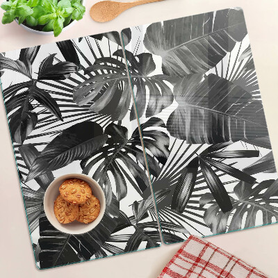 Tábua para cozinha Folhas tropicais em preto e branco