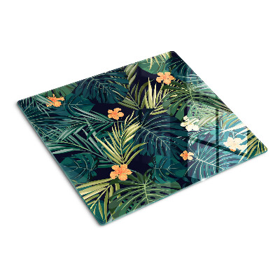 Tábua para corte Padrão tropical com folhas e flores